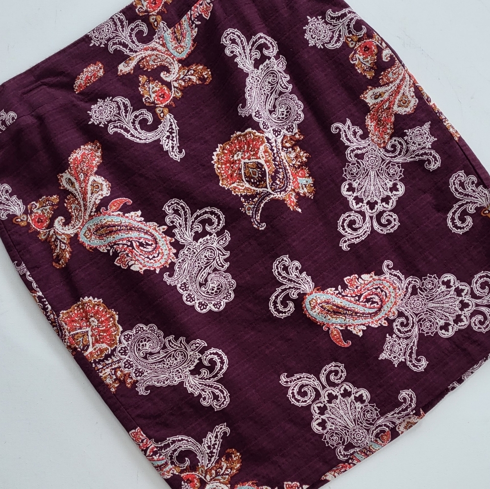 Ann Taylor Wine Paisley Skirt